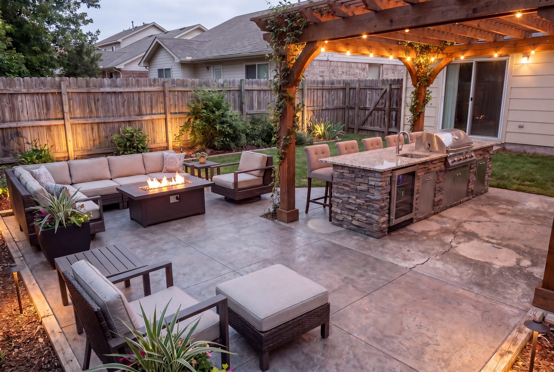 Finished outdoor kitchen