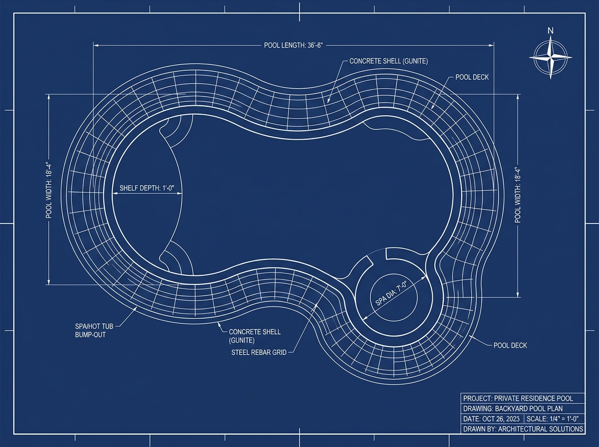 Concrete pool blueprint plan