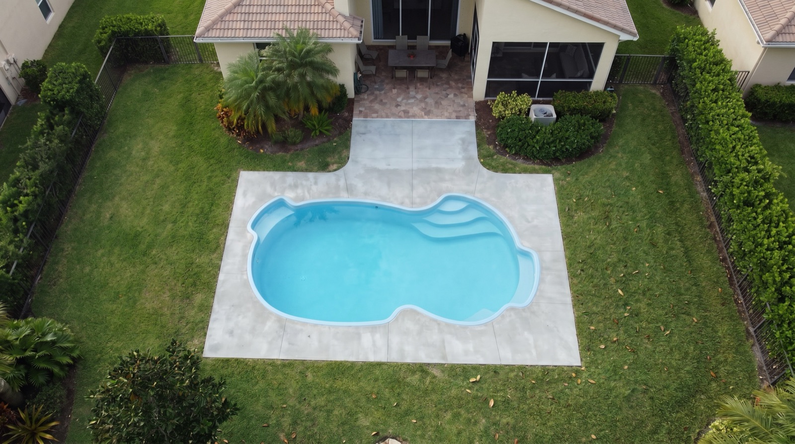 Aerial drone render of pool