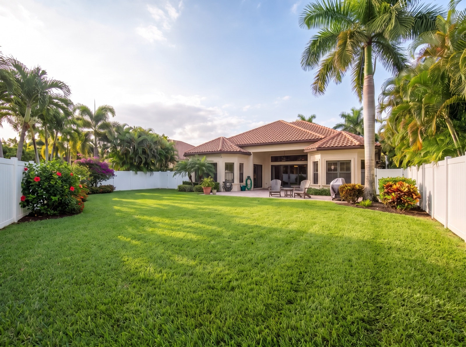 Tropical backyard before pool
